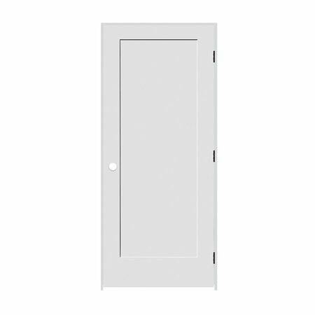 CODEL DOORS 26" x 80" x 1-3/8" Primed 1-Panel Interior Shaker 4-9/16" LH Prehung Door with Matte Black Hinges 2268pri8401LH10B4916